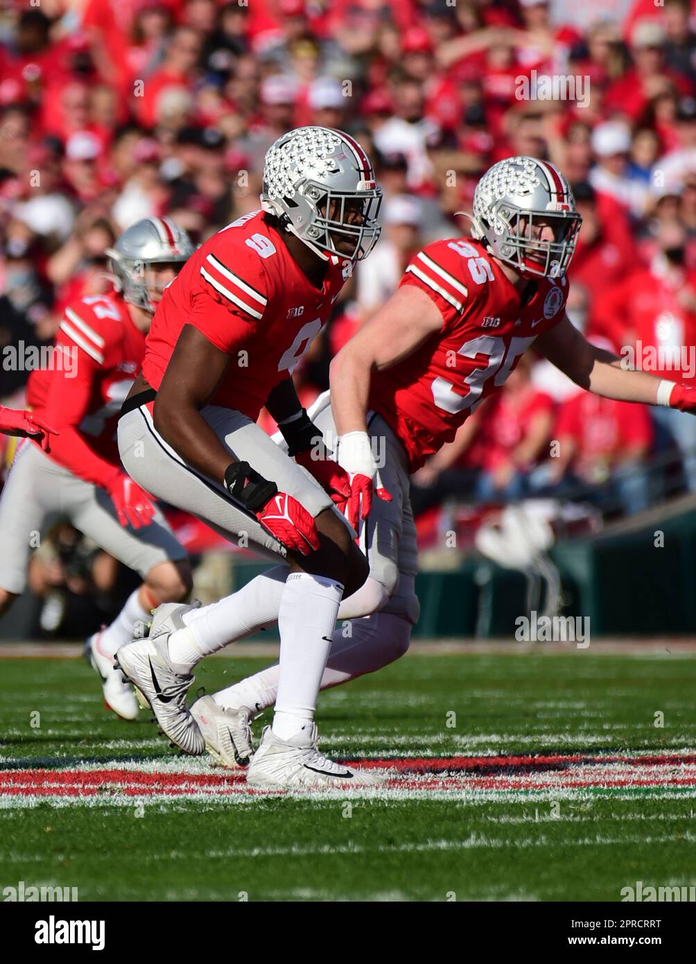 (DATEIFOTOS).Ex Ohio State buckeye Defensive End/Edge Rusher (9) Zach Harrison wird voraussichtlich Anfang der 3. Und 4. Runde des NFL Draft 2023 stattfinden. Hier wird er am 9. Januar 2022 während der Rose Bowl gegen die Utah Utes abgebildet, Der NFL-Entwurf findet am 27. April 2023 in Kansas City statt. (Obligatorisches Guthaben: Jose/MarinMedia.org/CSM) (absoluter vollständiger Fotograf, Credits erforderlich) Stockfoto