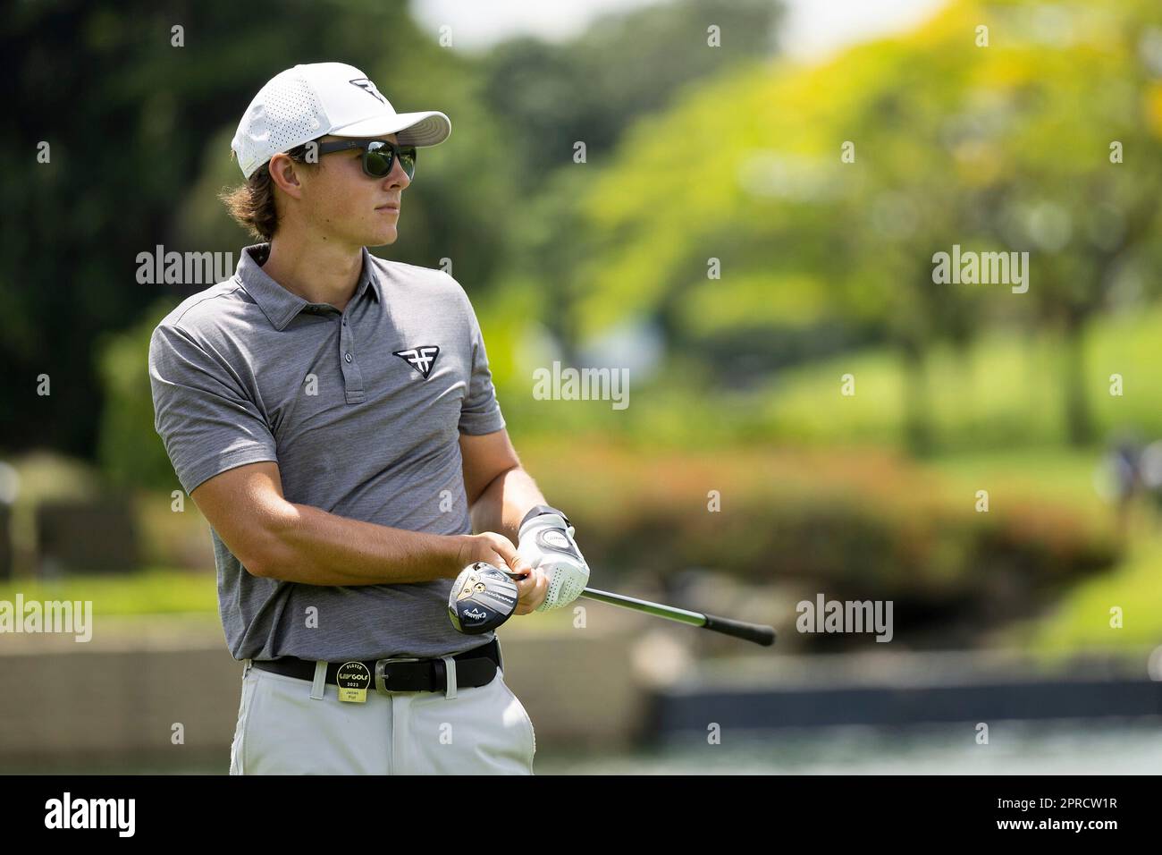 James Piot of HyFlyers GC hits his shot during the proam ahead of LIV