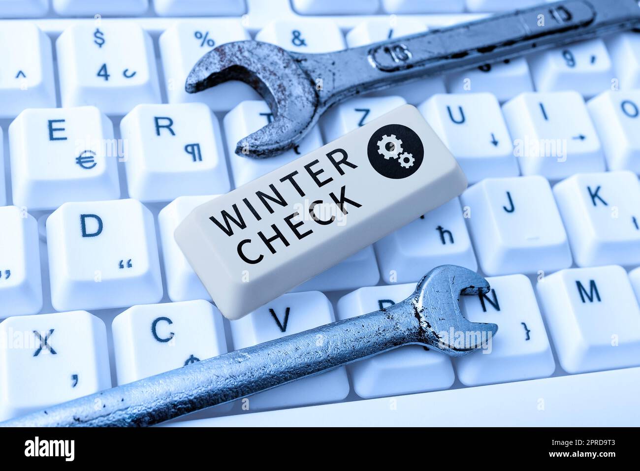 Schreiben mit Text Wintercheck. Geschäftskonzept kälteste Saison Wartungsvorbereitung Schneeschaufel Hiemal -48776 Stockfoto