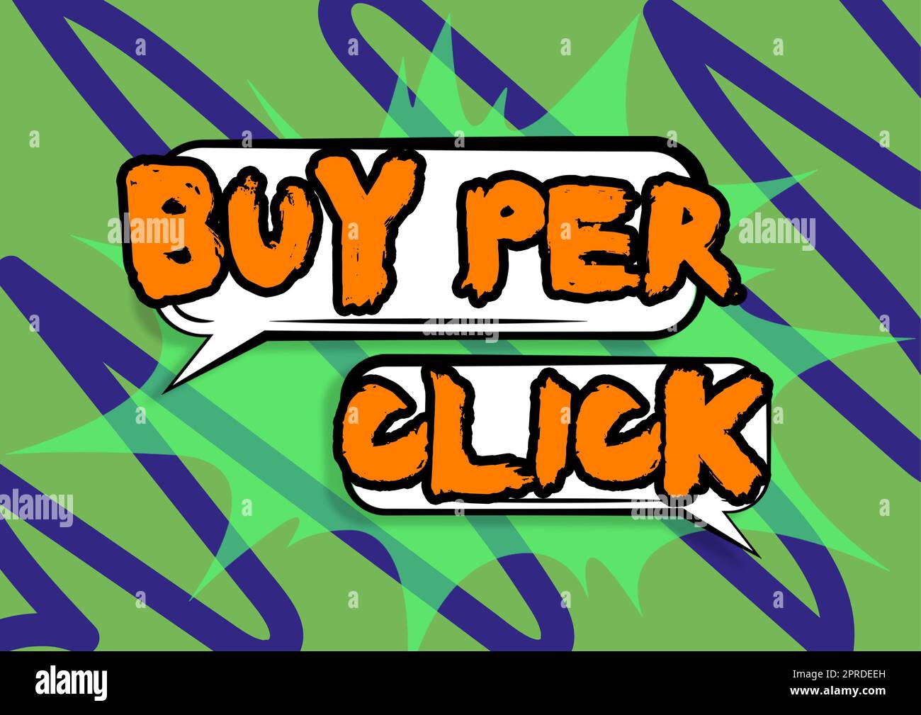 Textunterschrift für „Kaufen per Klick“. Konzept bedeutet Online-Einkauf E-Commerce Moderne Technologien für den Einkauf von Geschäftsleuten mit Tablet präsentieren S und Hexagon mit Strategien. Stockfoto