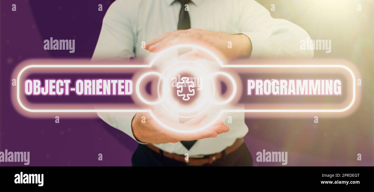 Schild mit objektorientierter Programmierung. Konzept Bedeutung Sprache modelliert Objekte anstatt Aktionen Stockfoto
