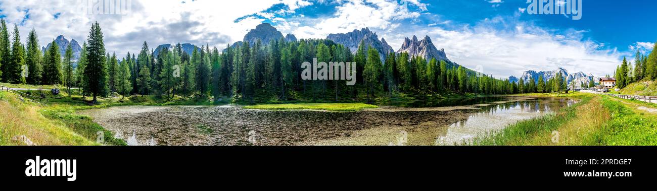 Alpensee Lago di Antorno in den Sextener Dolomiten in Südtirol in Italien Stockfoto