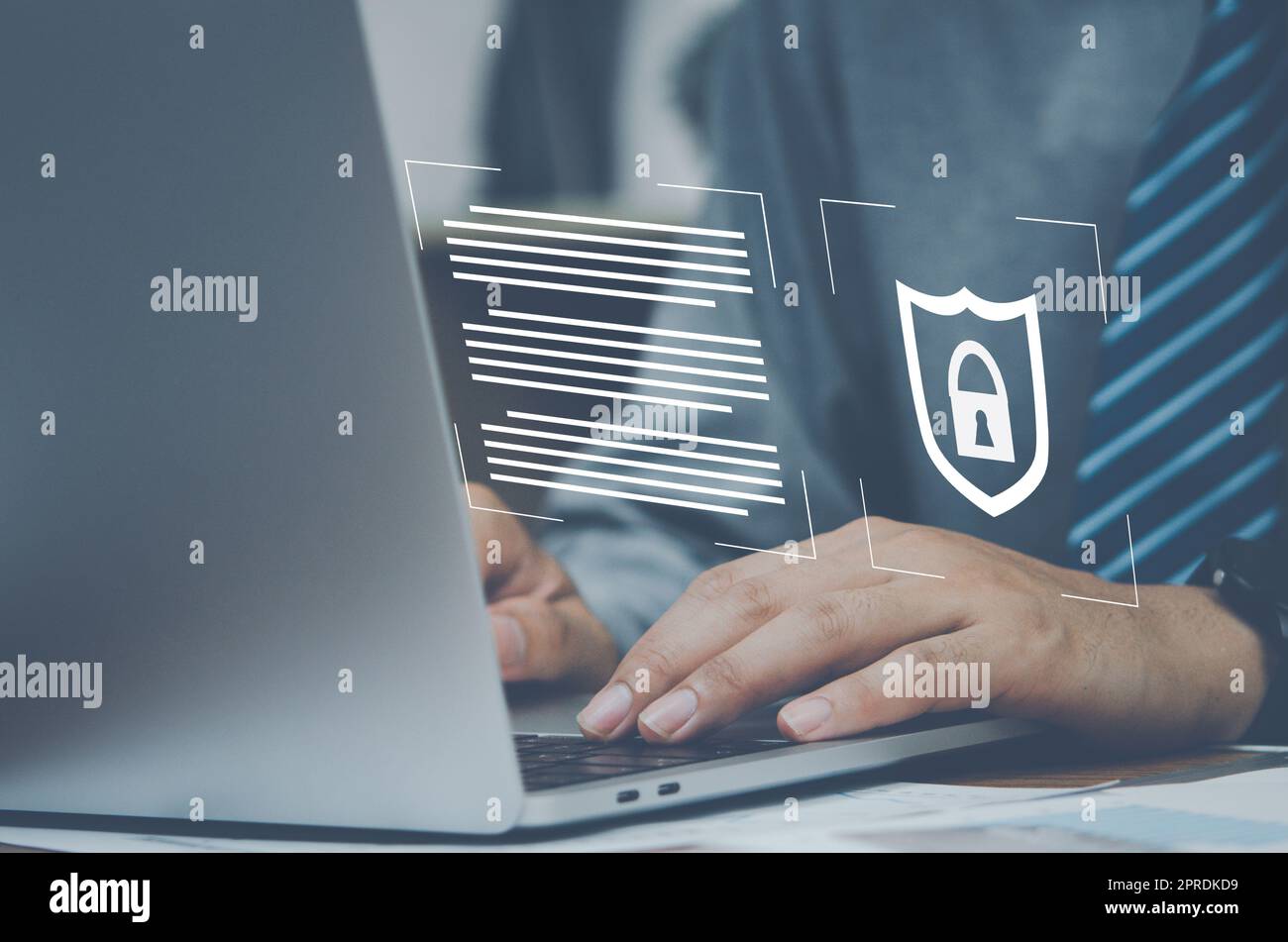 Schützen Sie Ihren Computer mit einem Passwort, um Identitätsdiebstahl zu verhindern. Technologie Digitales Cyber-Netzwerk Internet Datenschutz Informationen Geschäftskonzept. Stockfoto