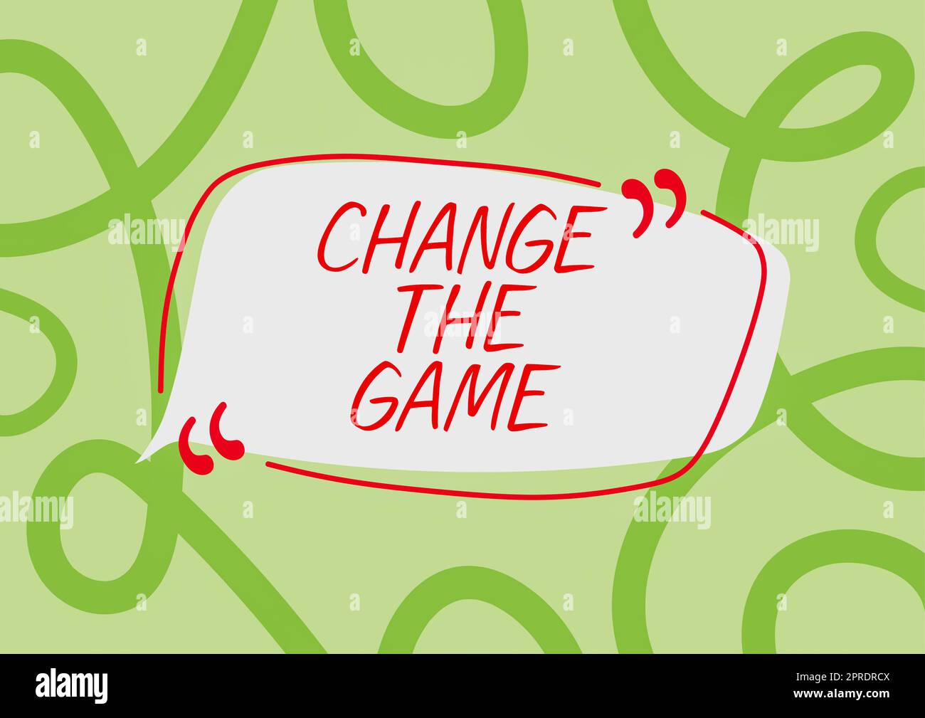 Handschriftlich auf dem Schild „Change the Game“. Wort für „Make a Movement do something New Strategies Cartoon Style Think Bubble Box“, die Ideen und Meinungen repräsentiert. Stockfoto