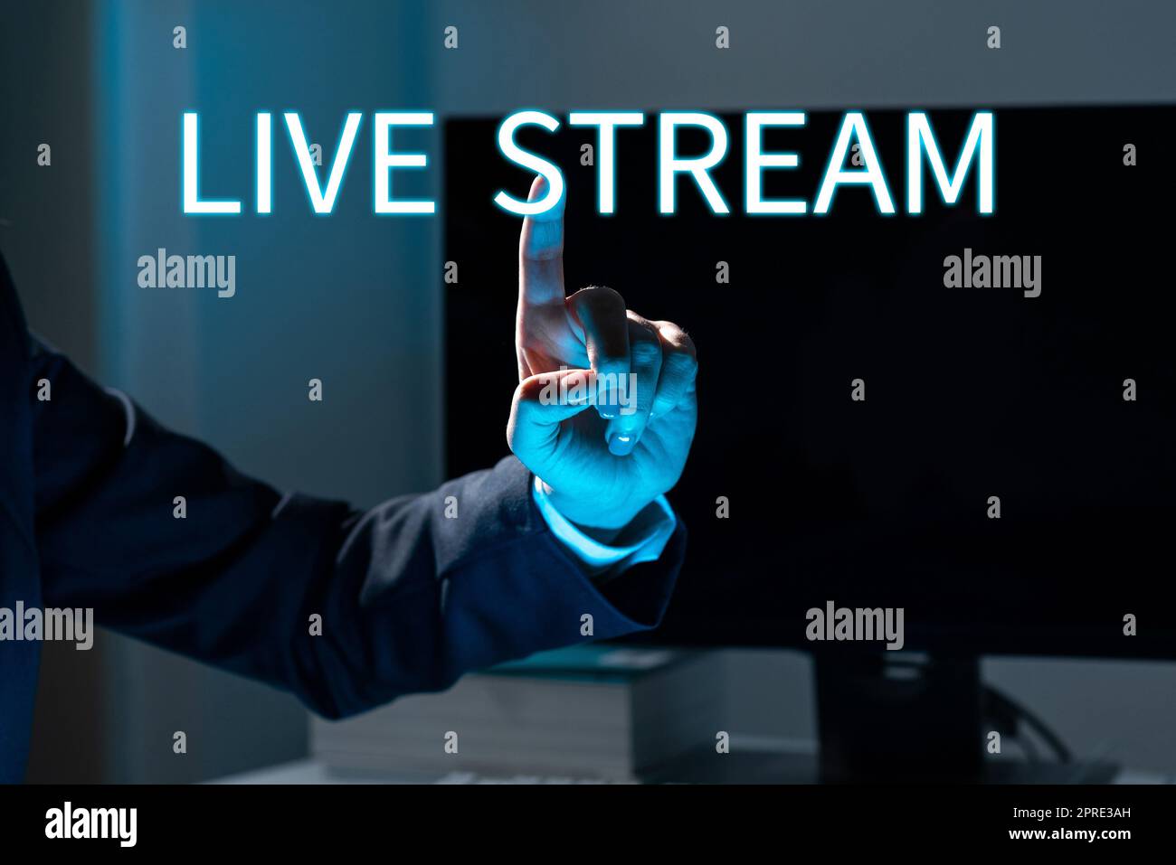 Schild mit Live Stream, Konzept, das die Übertragung eines Video- oder Audiomaterials mit der Nutzung des Internets bedeutet Stockfoto