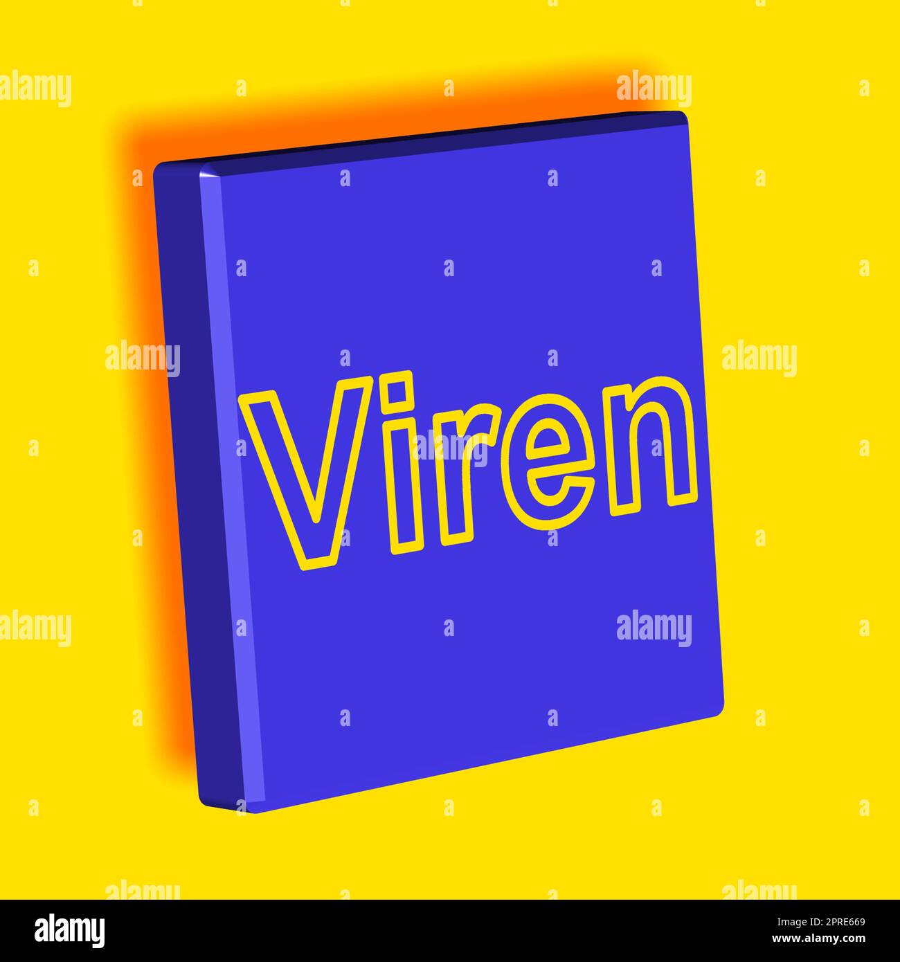 'Viren' = 'Viren' - Wort, Beschriftung oder Text als 3D Illustration, 3D Rendering, Computergrafik Stockfoto