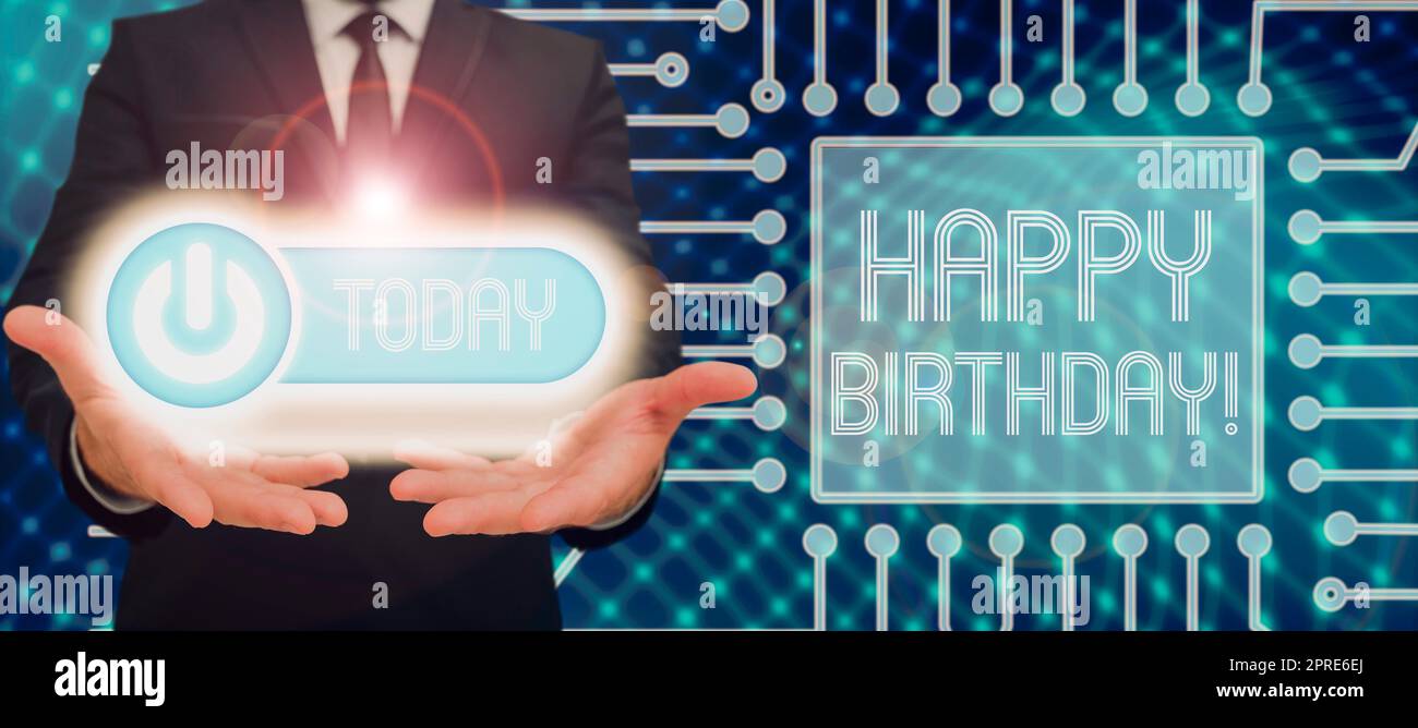Handschrift Text Happy Birthday der Geburtstag einer Person wird mit Geschenken gefeiert, Geschäftskonzept der Geburtstag einer Person ist ce Stockfoto