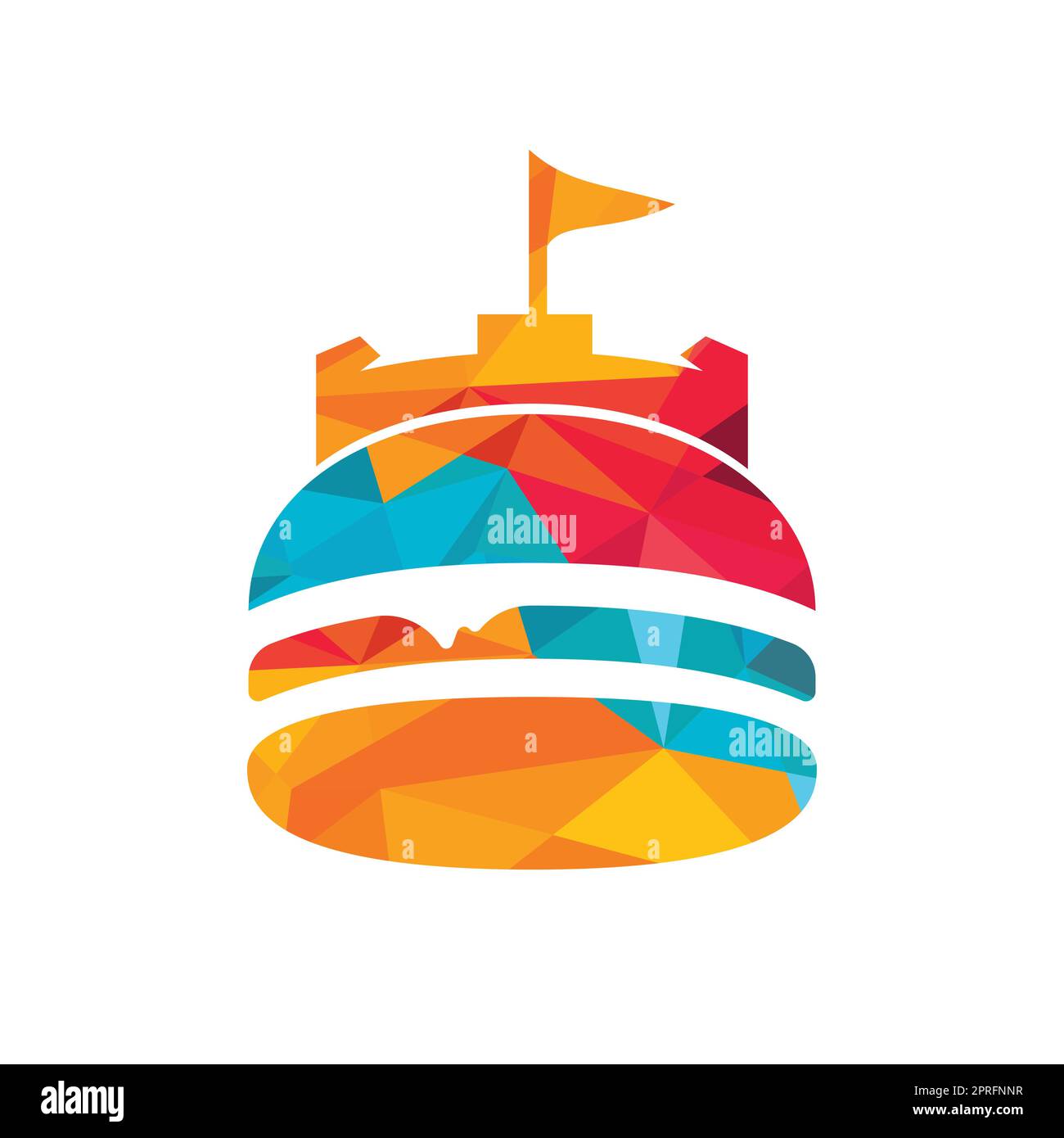 Burger Castle Vektor-Logo-Design. Fort Burgher Logo-Design. Stock Vektor