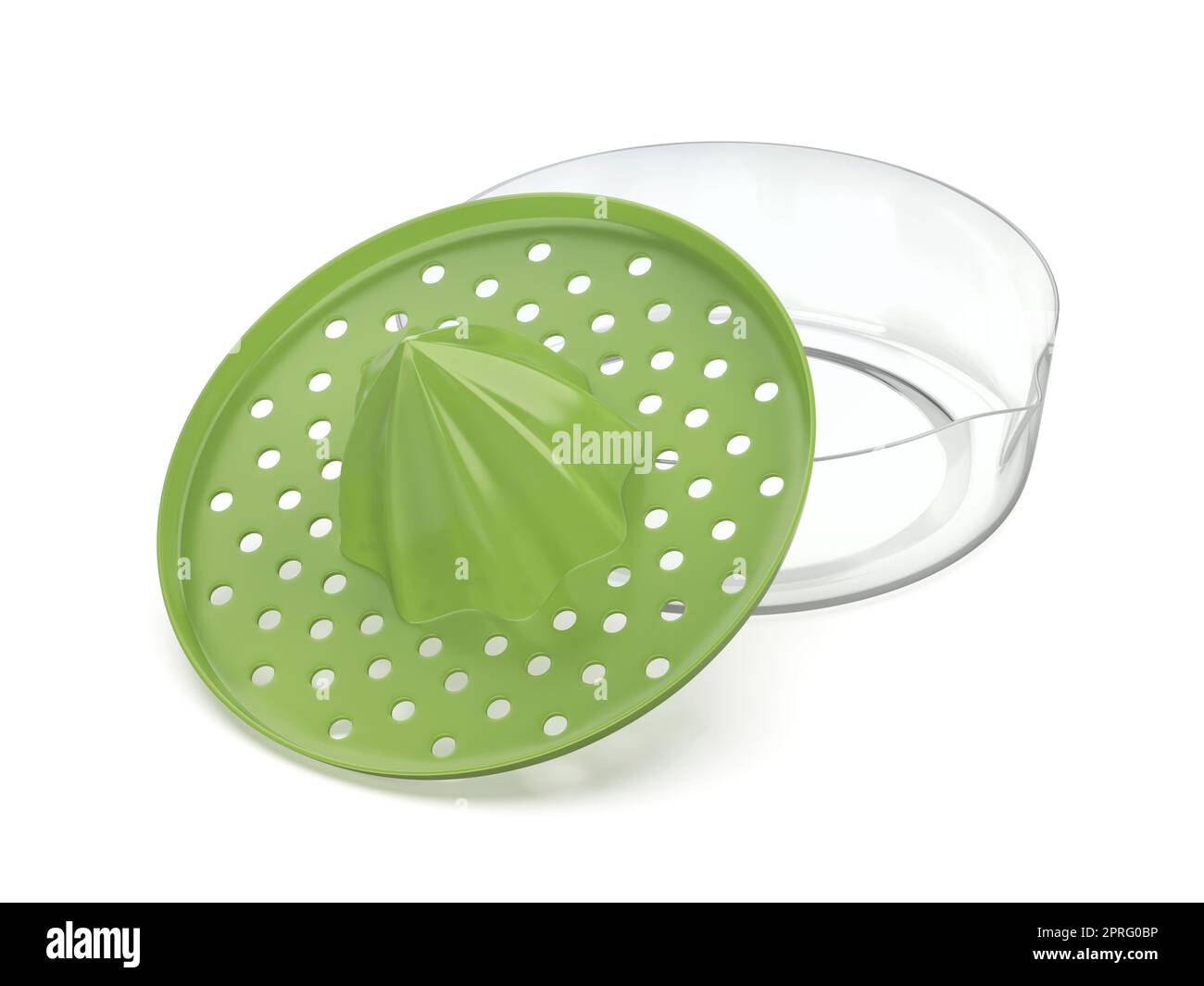 Zitruspresse auf weißem Hintergrund Stockfoto