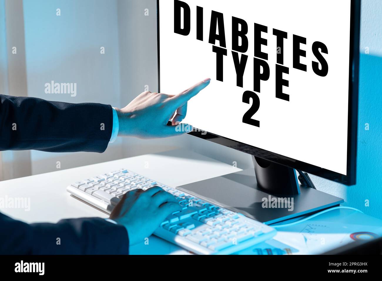 Handgeschriebenes Zeichen Diabetes Typ 2. Konzeptionelle Fotobedingung, bei der der Körper Insulin nicht richtig einsetzt drei Kollegen, die Seil zusammenziehen und die Erfolgspläne der Teamarbeit vorstellen. Stockfoto