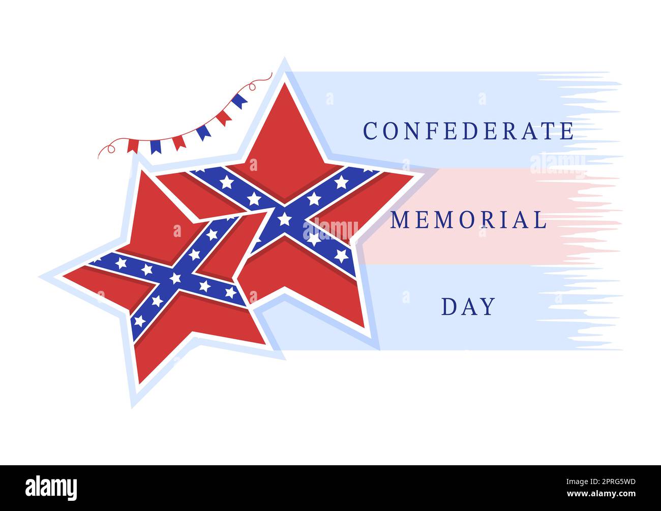Konföderierte Memorial Day Vorlage Handgezeichnete Cartoon flache Illustration für Gedenken Soldaten der USA mit Flag Design Stockfoto