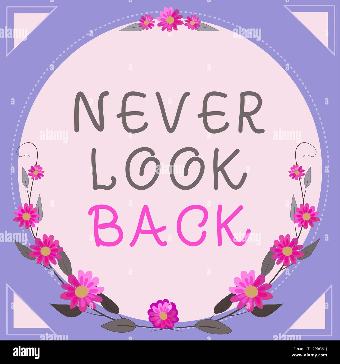 Konzeptionelle Darstellung niemals zurückblicken, Wort geschrieben auf haben Sie kein Bedauern für Ihre Taten seien Sie optimistisch Frau im Anzug hält Stift für Erfolg Stockfoto