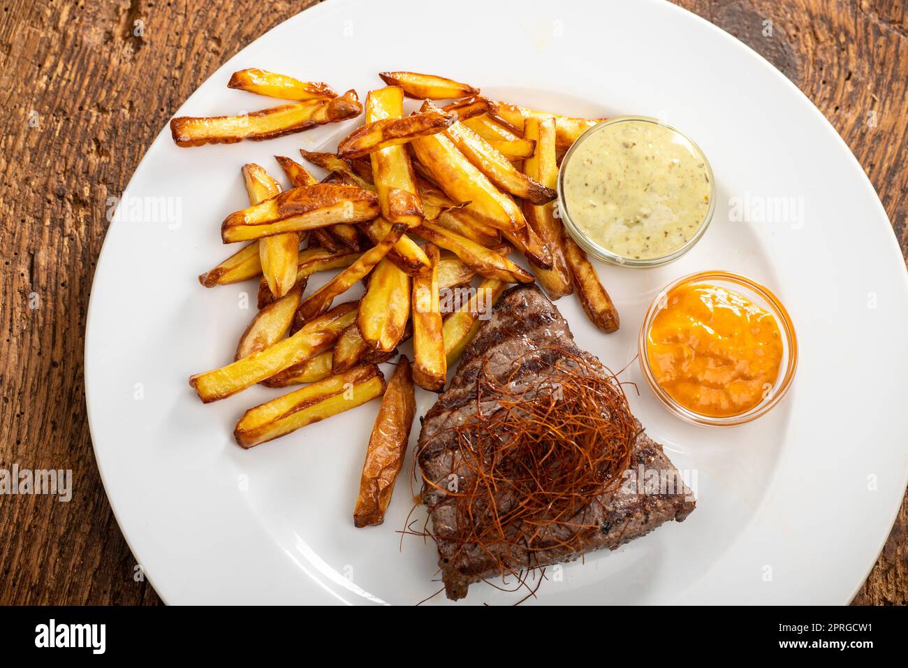 Steak und pommes frites Stockfoto