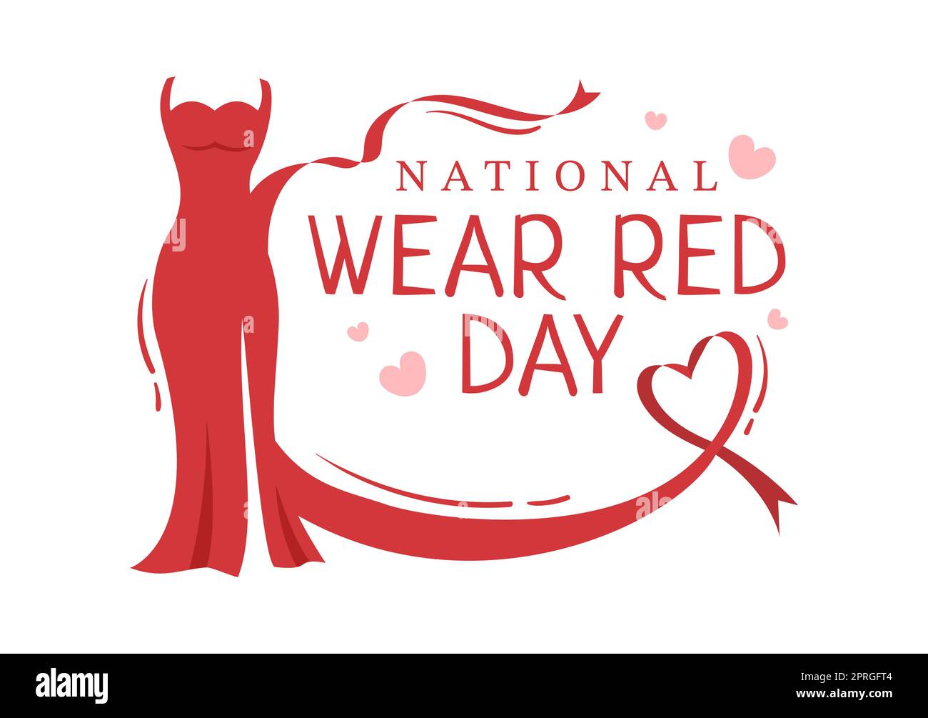 National Wear Red Day am 7.. Februar Vorlage Hand gezeichnet Cartoon flache Illustration zu informieren Frauen Herzkrankheit Design Stockfoto