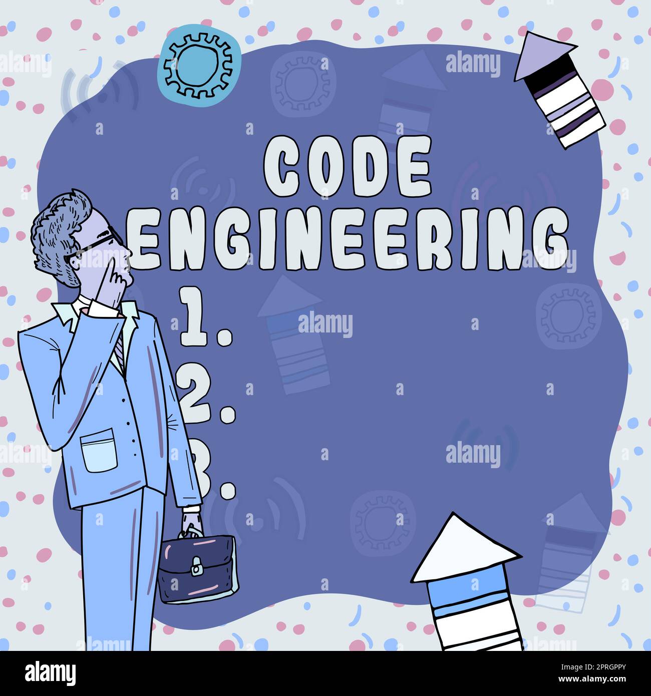 Inspiration zeigt Zeichen Code Engineering, Wort geschrieben auf signifikante Ideen, die vollständig oder teilweise unterdrückt werden Professor in Anzug mit Brille PR Stockfoto