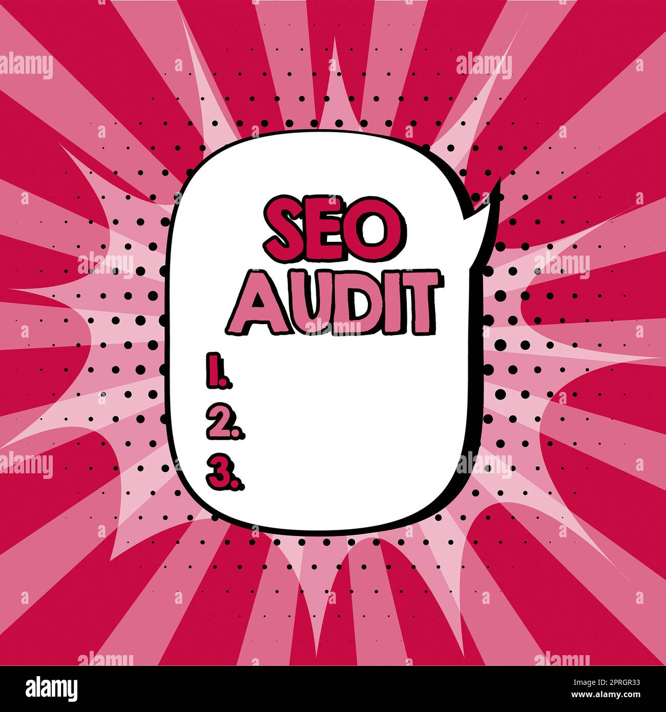 Schild mit Seo Audit, Konzeptfoto Search Engine Optimization Validieren und Verifizieren Prozess Stockfoto