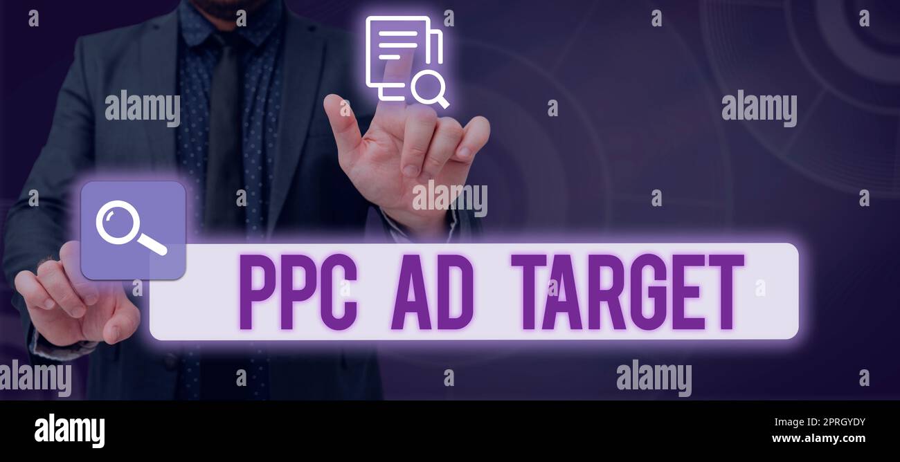 Textunterschrift mit PPC-Anzeigenziel. Konzept Bedeutung Pay per Click Werbung Marketing Strategien Online-Kampagne Stockfoto