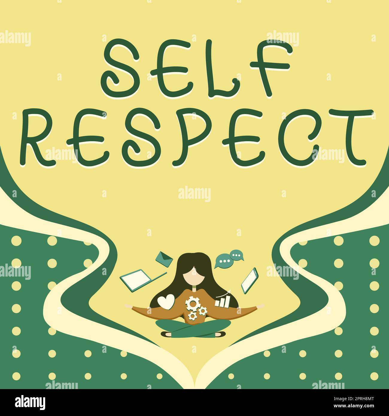 Zeichen mit Selbstachtung, Konzept, das Stolz und Selbstvertrauen bedeutet, stehen für sich selbst auf Stockfoto