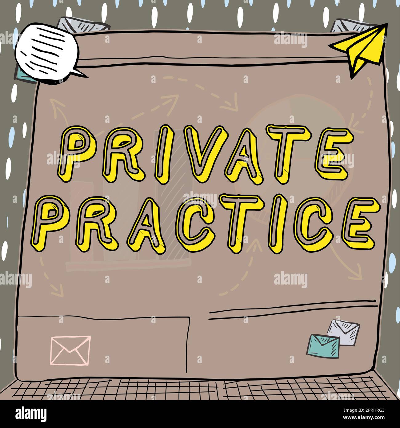 Handschrifttext Privatpraxisarbeit eines Facharztes wie Arzt oder Rechtsanwalt. Begriff Arbeit eines Facharztes wie Untersuchung oder Rechtsanwalt Stockfoto