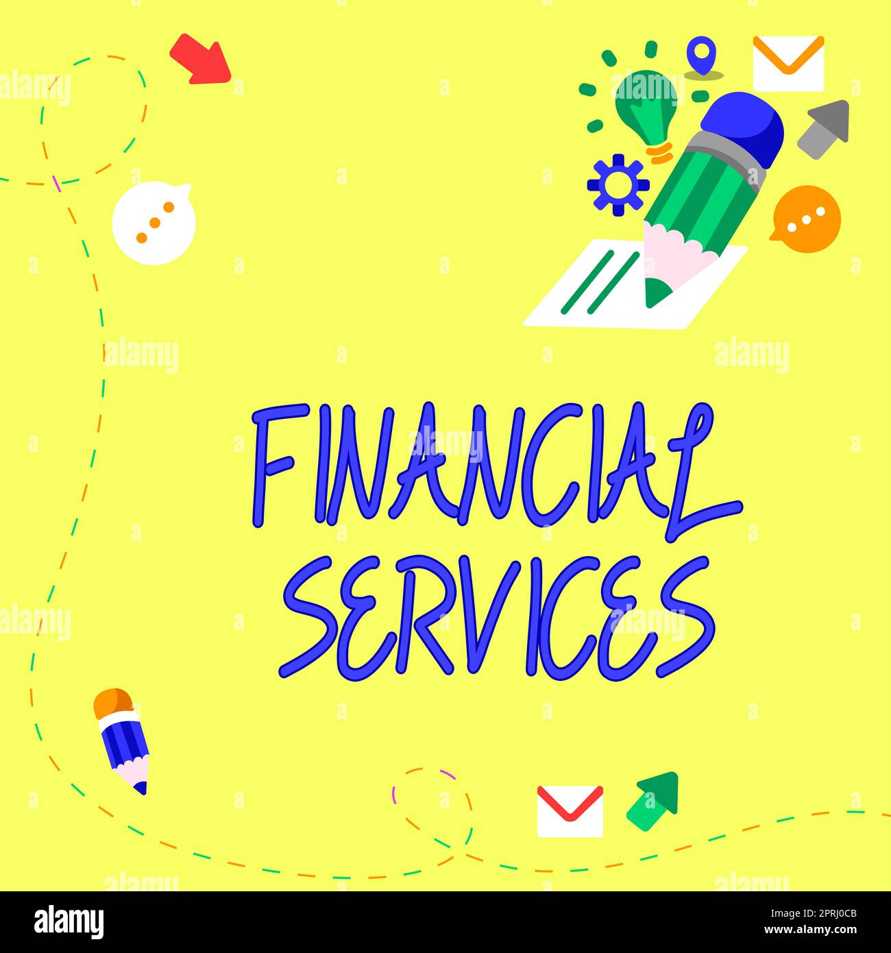 Konzeptionelle Darstellung von FinanzdienstleistungenMoney- und Investment-Leasing-Aktienvermittlungen. Business Idea Money und Investment Leasing Lending Stock Brokerages Stockfoto