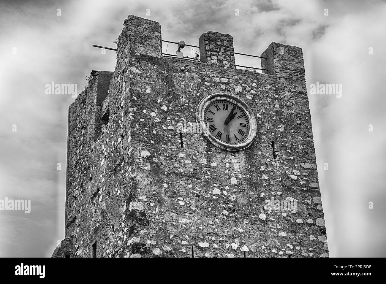 Antiker Uhrturm, Wahrzeichen von Taormina, Sizilien, Italien Stockfoto