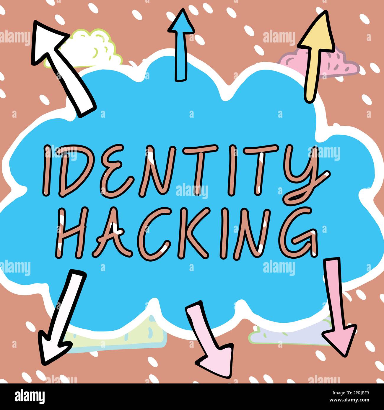 Schreiben, in dem Text angezeigt wird Identität Hackingkrimineller, der Ihre persönlichen Daten mit Malware stiehlt. Unternehmen präsentieren Kriminelle, die Ihre persönlichen Daten mit Malware stehlen Stockfoto