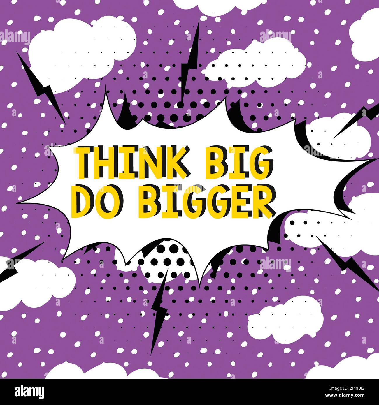 Konzeptionelle Bildunterschrift Think Big Do Bigger. Konzept bedeutet, die Stange zu heben und weit höher als üblich zu zielen Stockfoto