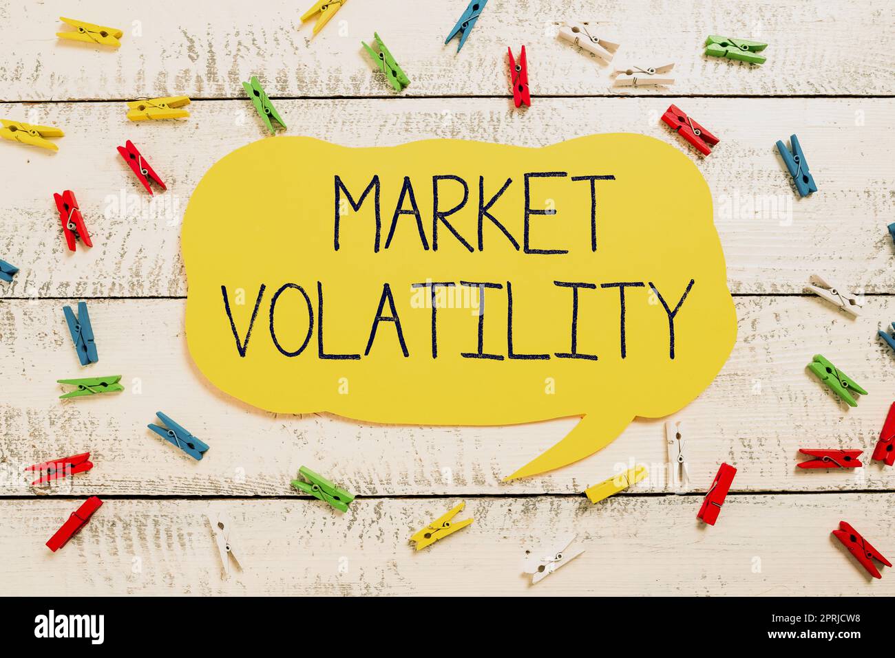 Handschriftlicher Text MarktvolatileUnderlying Securities prices fluktuiert den Stabilitätsstatus. Geschäftsbeispiele, die den Wertpapierpreisen zugrunde liegen, schwanken den Stabilitätsstatus Stockfoto
