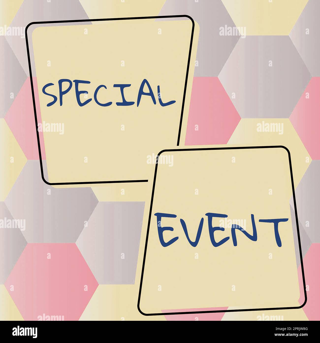 Schreiben mit Text für Sonderveranstaltung, Geschäftsidee-Funktion, um Geld für gemeinnützige Zwecke zu generieren, eine überfüllte Gelegenheit Stockfoto