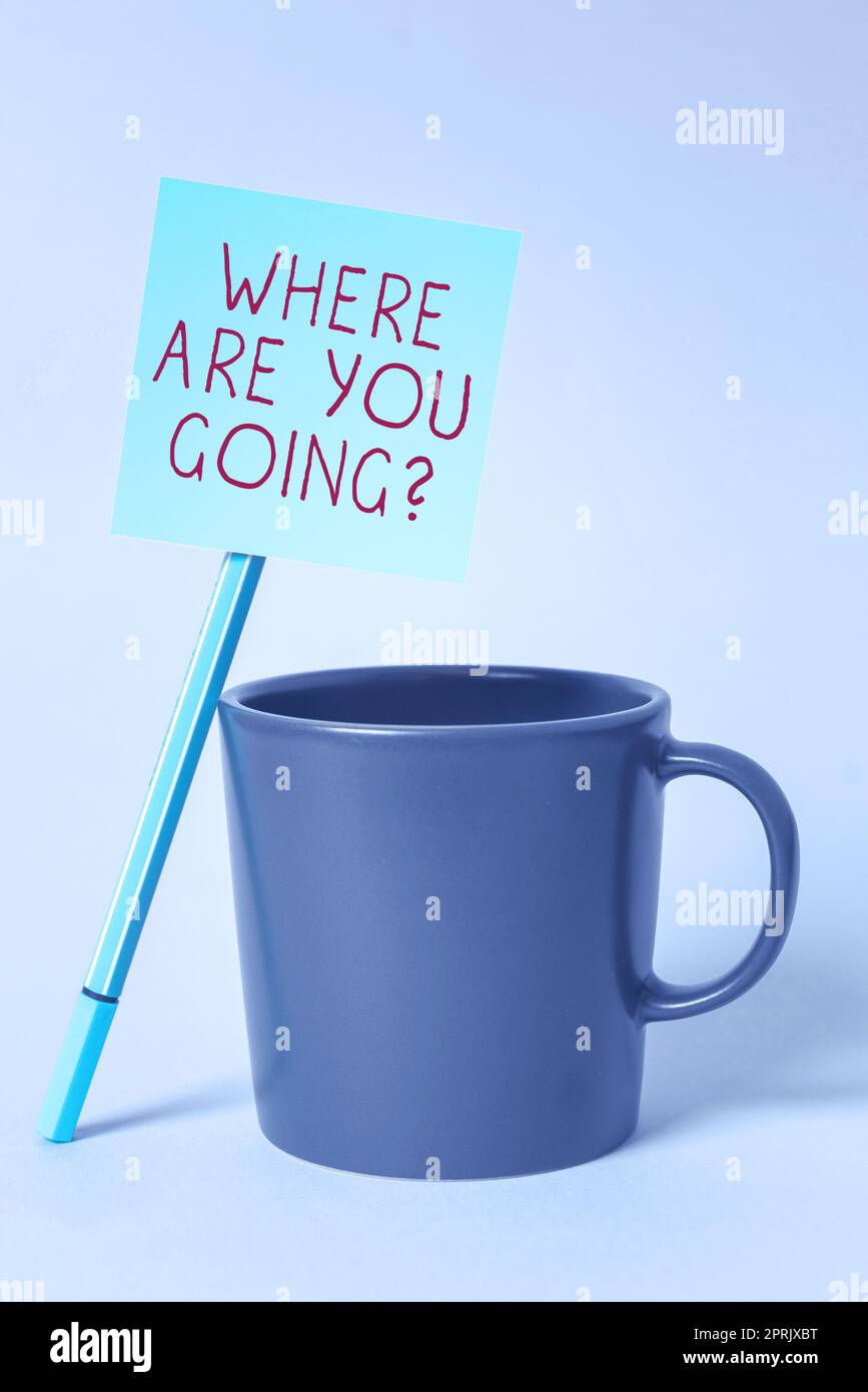 Text, der Gott Jul als Inspiration zeigt, Wort für die Frage, wohin er unterwegs ist Stockfoto