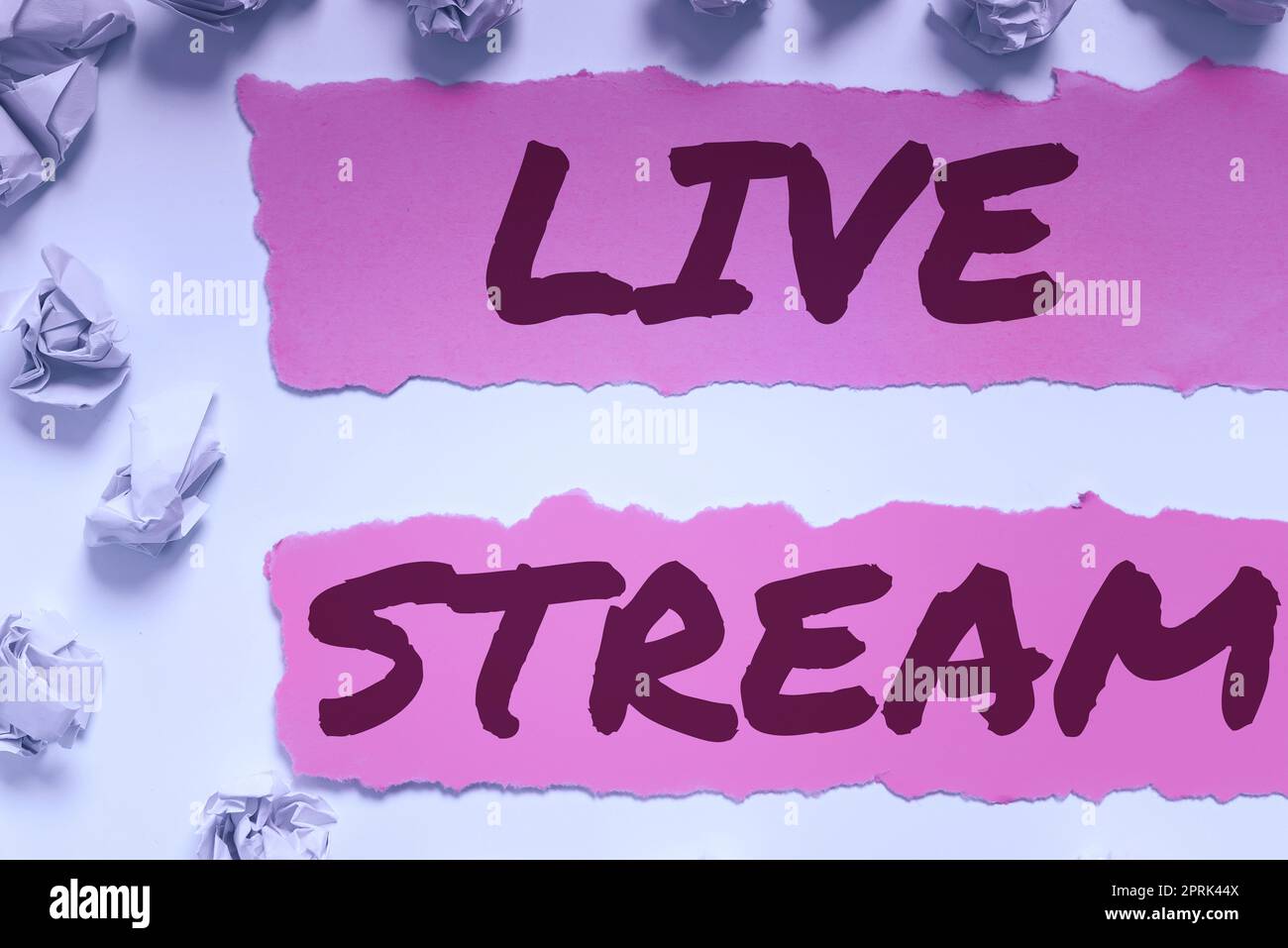 Inspiration mit Signage Live Stream, Word für die Übertragung eines Video- oder Audiomaterials unter Verwendung des Internets Stockfoto