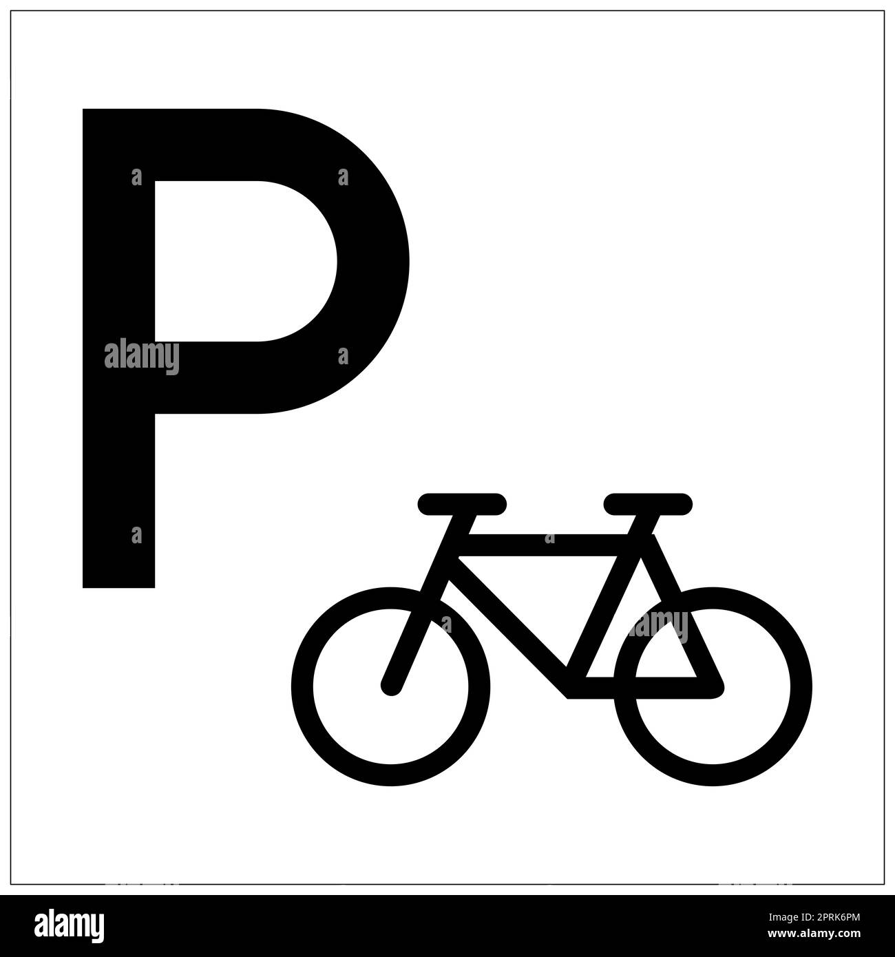 Schild für Fahrradparkplatz nach ISO 7001 Stockfoto