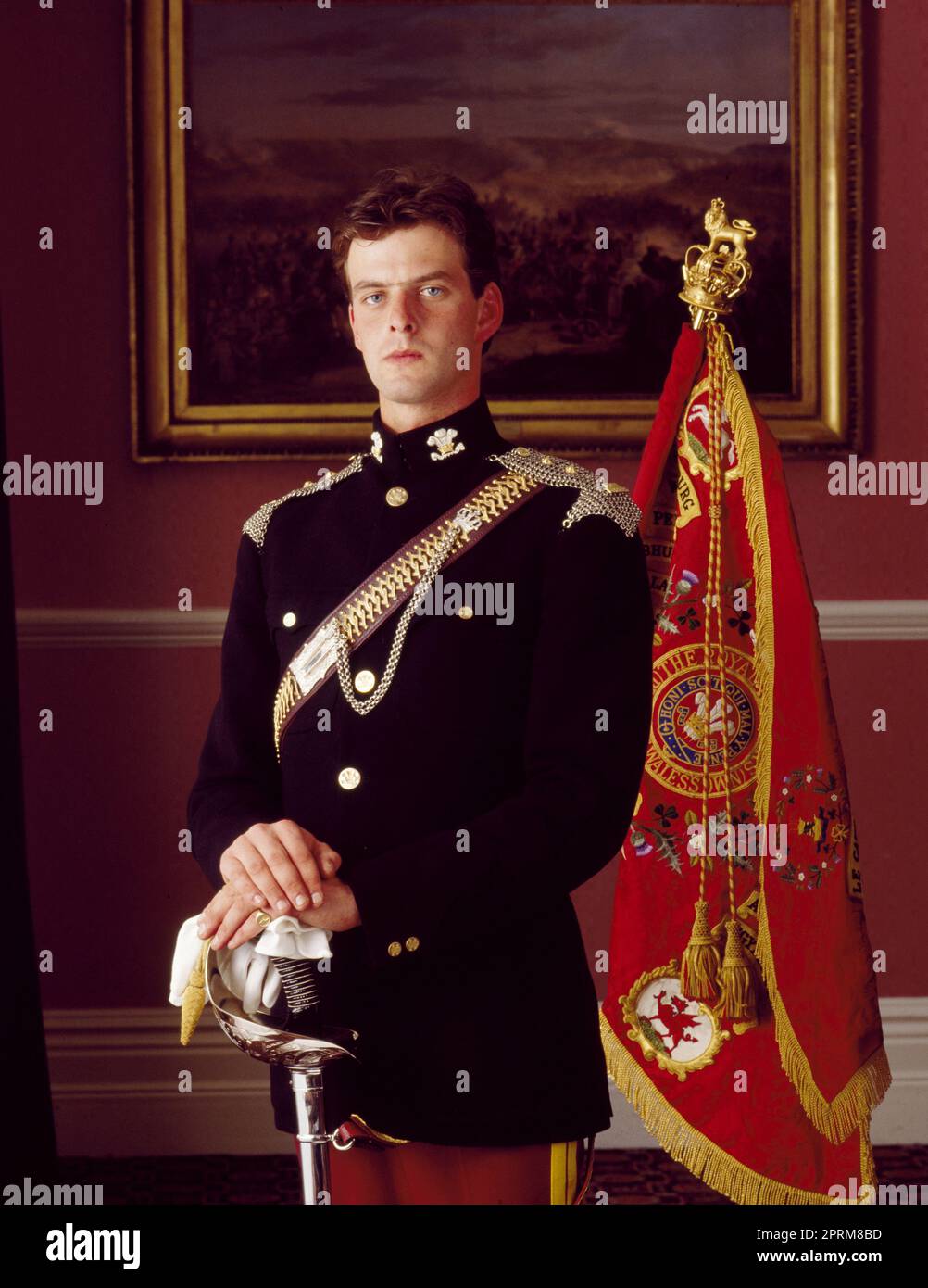 Ein Leutnant im Royal Hussar Armeeregiment wurde 1985 fotografiert Stockfoto