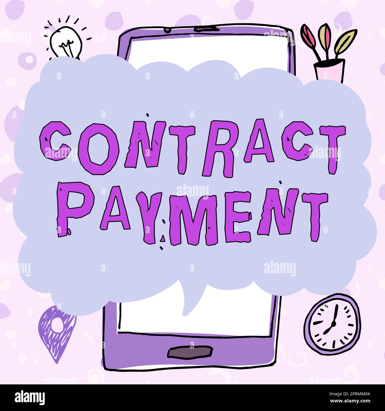 Textschild mit Vertragszahlung, Geschäftskonzept der Prozentsatz der Besucher, die die gewünschte Aktion durchführen, Informationen, die im Dialog präsentiert werden Stockfoto