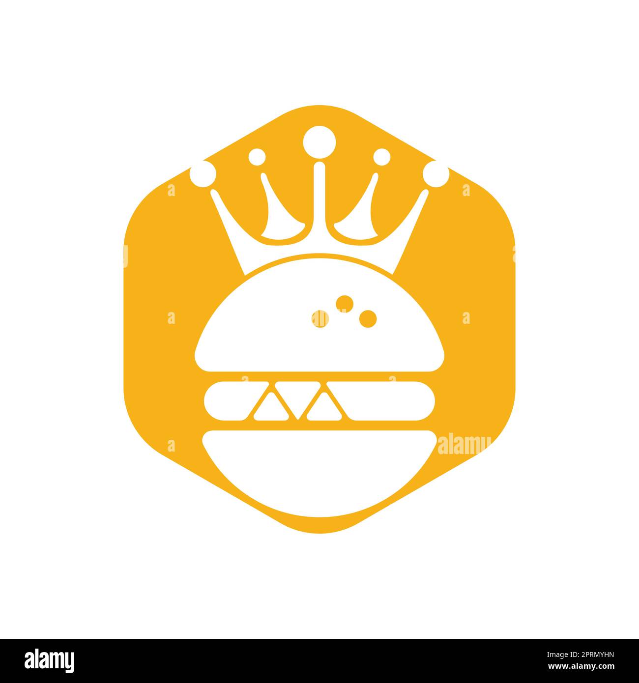 Burger King Vektor-Logo-Design. Burger mit Crown Icon-Logo. Stock Vektor