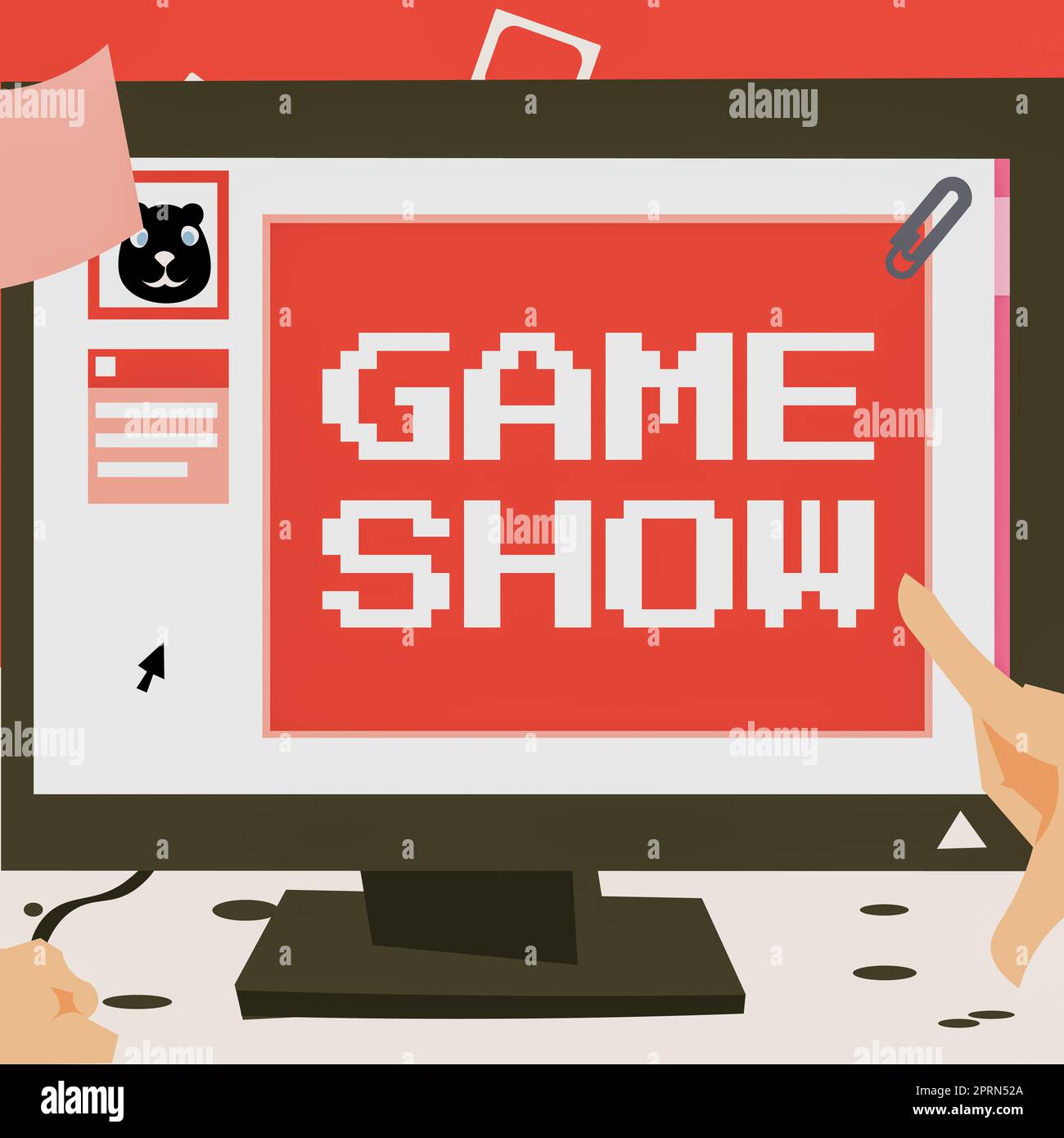 Textschild mit Spielshow, Business Concept Programm im Fernsehen oder Radio mit Spielern, die Preise gewinnen Stockfoto