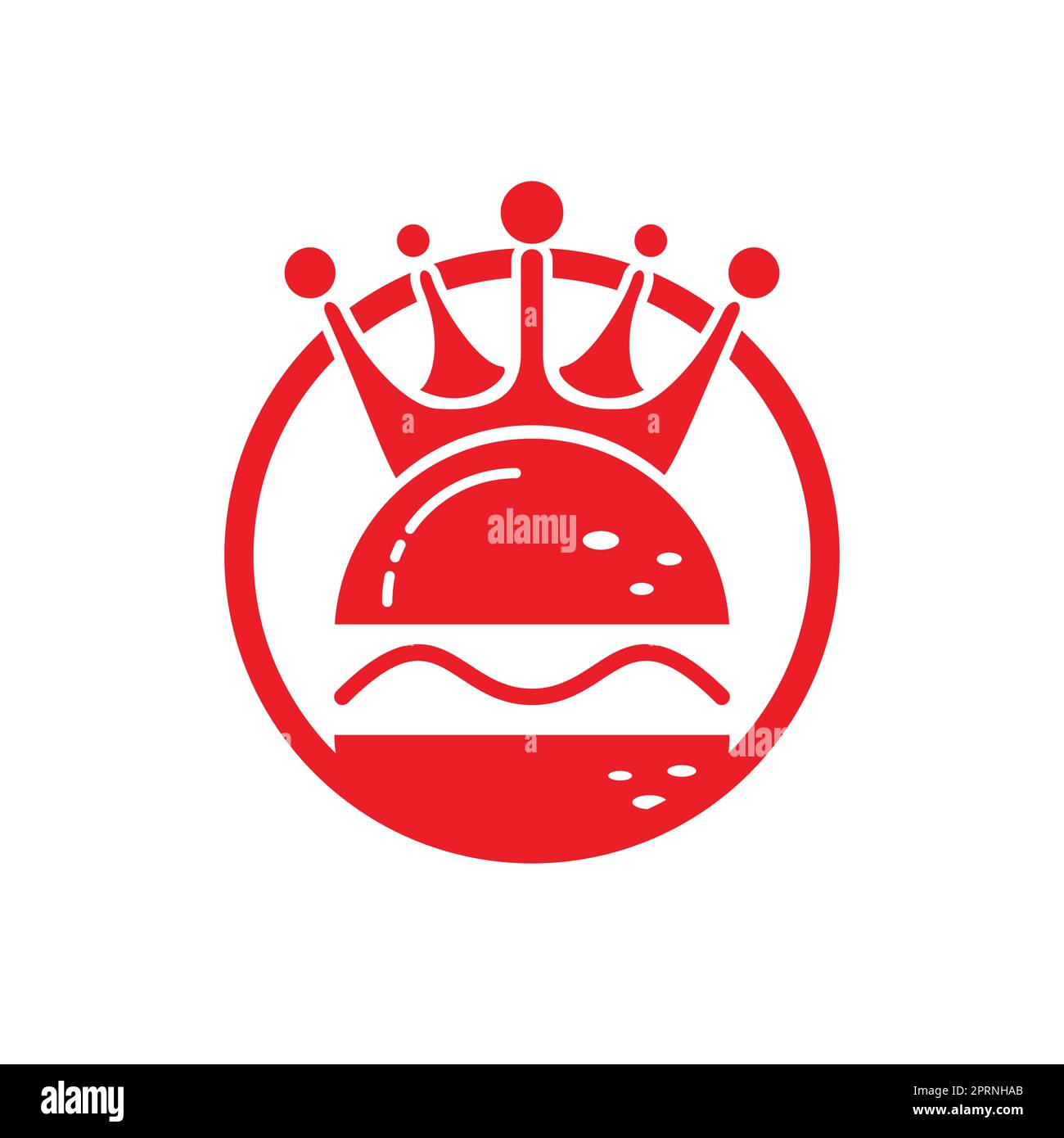 Burger King Vektor-Logo-Design. Burger mit Crown Icon-Logo. Stock Vektor