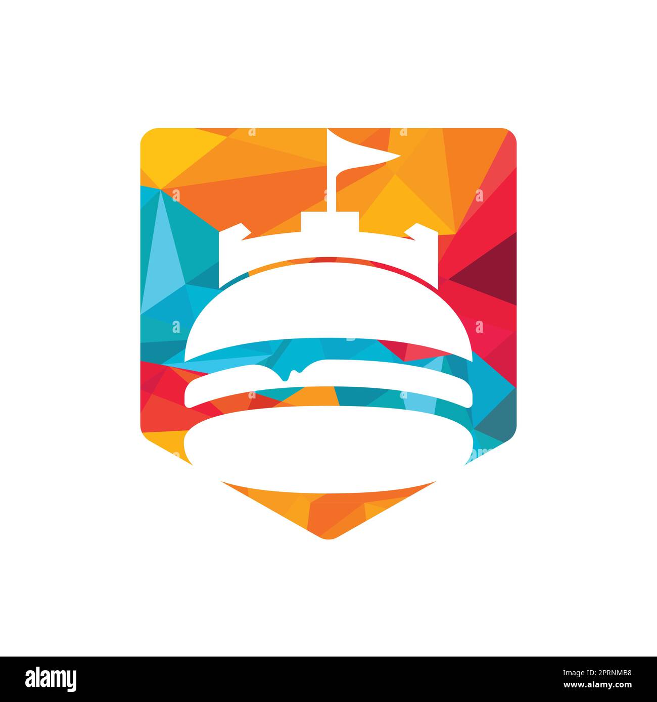 Burger Castle Vektor-Logo-Design. Fort Burgher Logo-Design. Stock Vektor