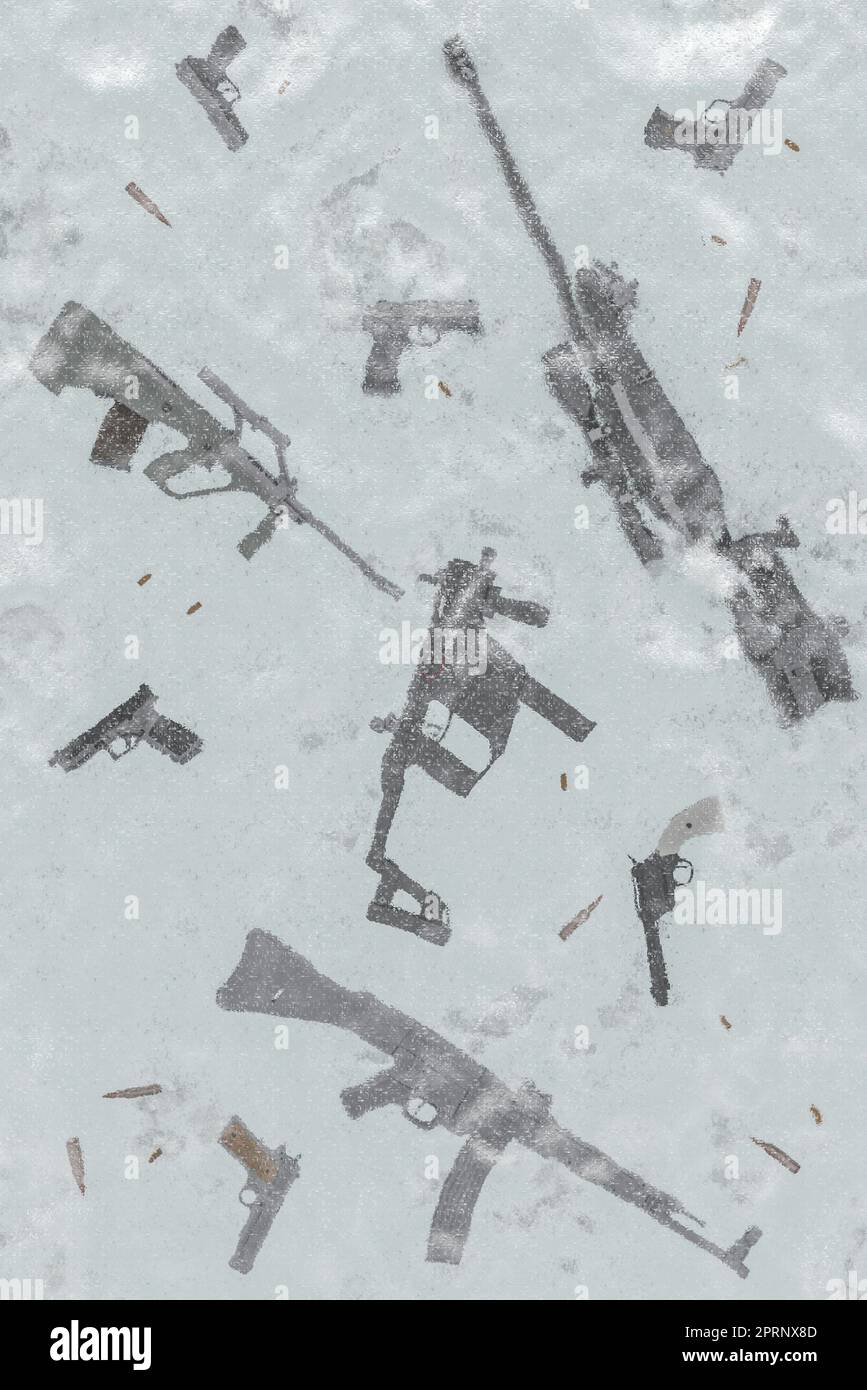 Automatische Waffen in ICE 3D rendern den Hintergrund Stockfoto