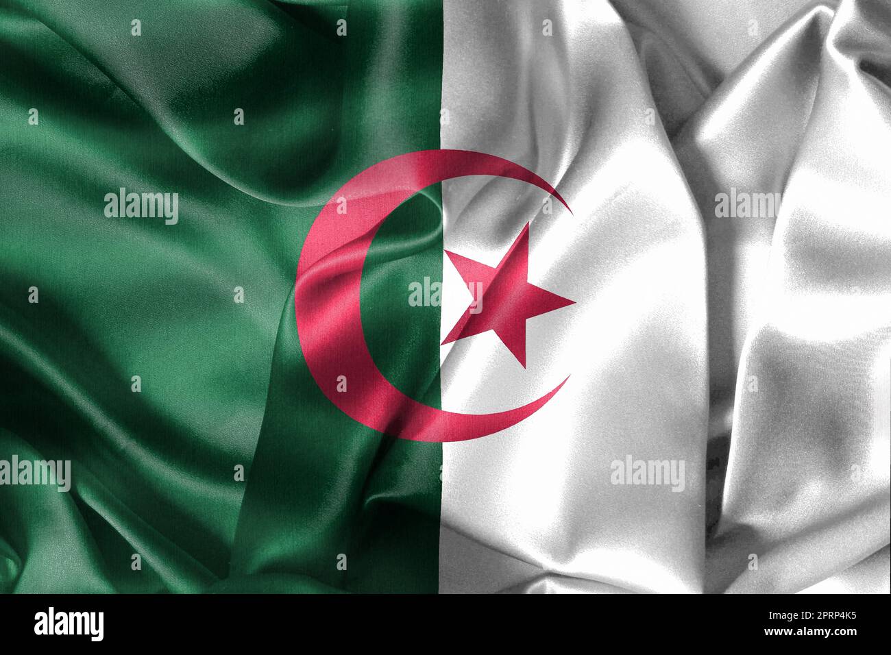 Algerien Flagge - realistische wehende Stoff Flagge Stockfoto