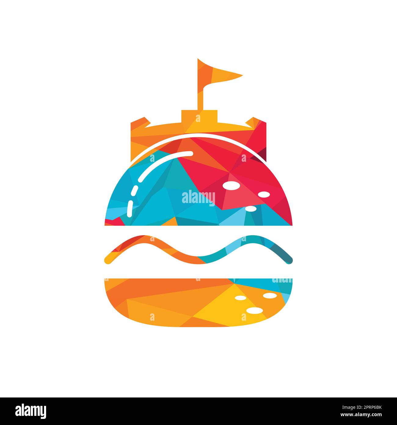 Burger Castle Vektor-Logo-Design. Fort Burgher Logo-Design. Stock Vektor