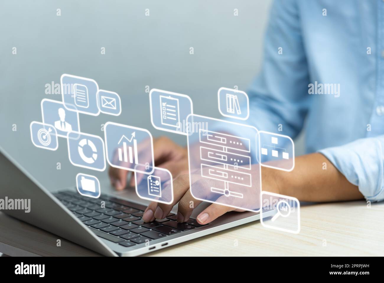 Digitale Transformation Technologie-Strategie. Geschäftsprozesse und Daten Customer Service Management Informationen Internet Innovation Konzept. Stockfoto