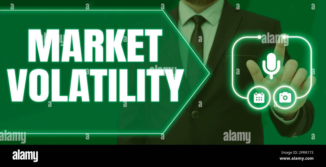 Textüberschrift zeigt MarktvolatileUnderlying Securities Rates fluktuiert den Stabilitätsstatus. Geschäftsbeispiele, die den Wertpapierpreisen zugrunde liegen, schwanken den Stabilitätsstatus Stockfoto