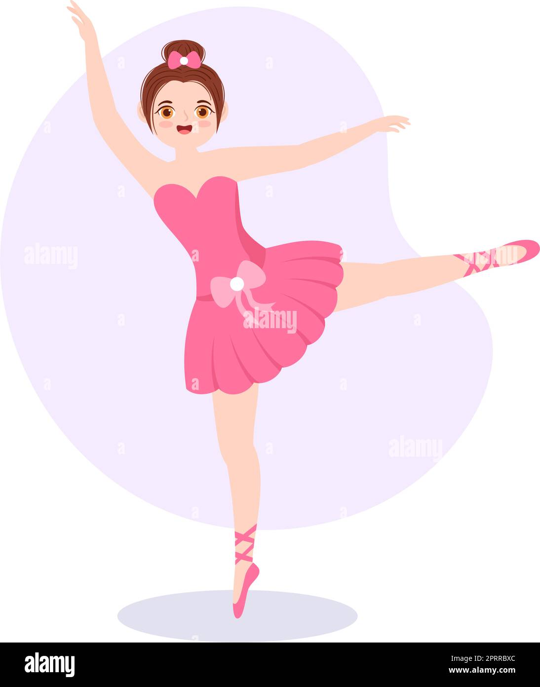 Ballett Vorlage Handgezeichnete Cartoon flache Illustration weiblich schöne Ballerina Tanzen tragen Tutu Kostüme auf Bühne Design Stock Vektor