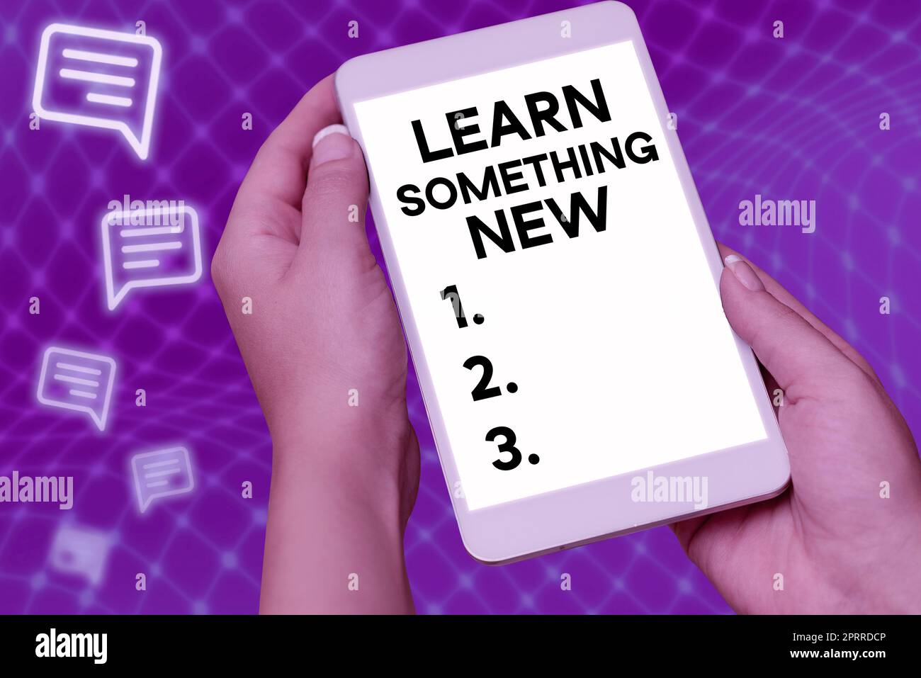 Sign Display Learn Something New, Business Idea Erwerben Sie verschiedene Schulungen, Kenntnisse oder Fähigkeiten Stockfoto