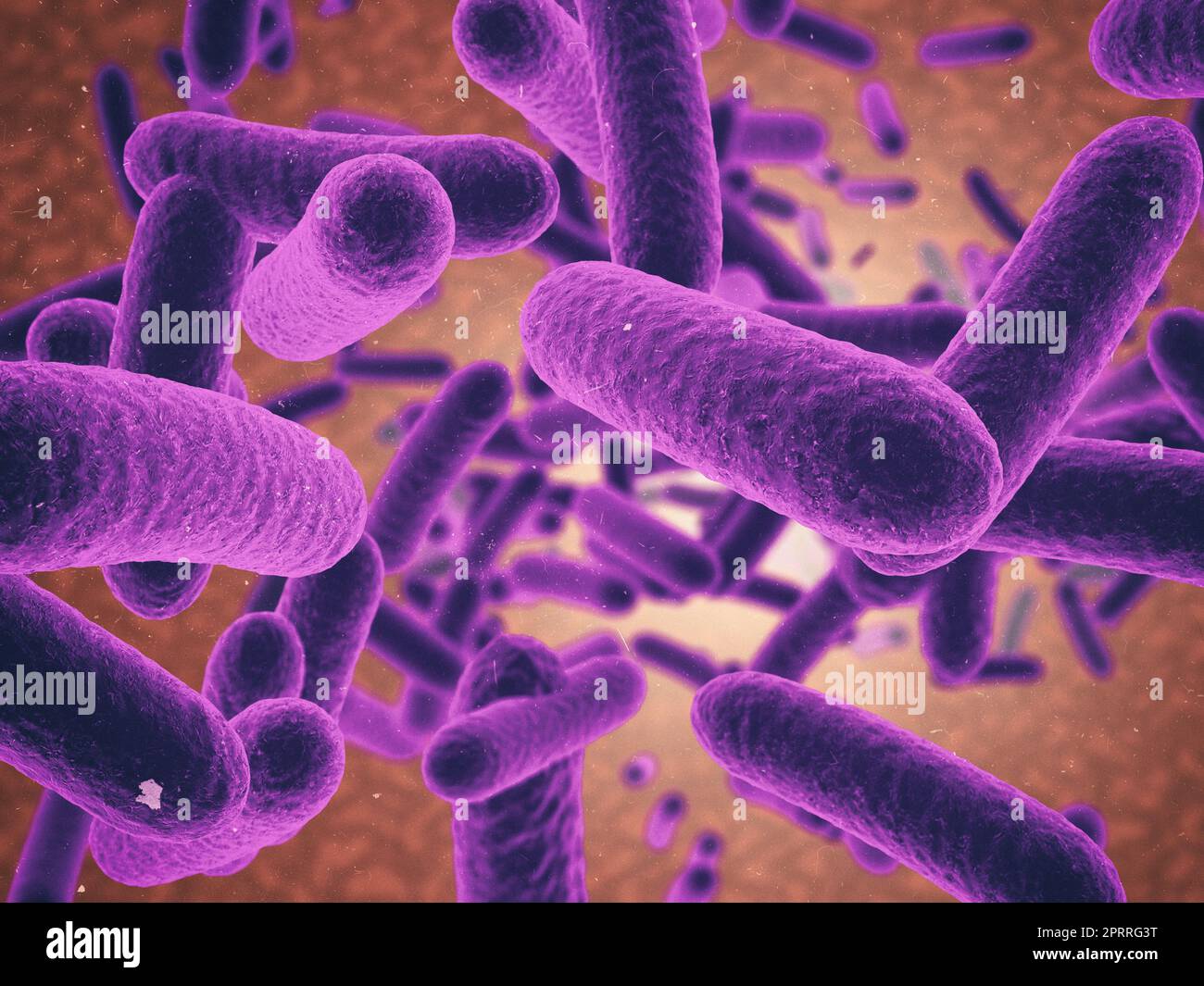 Ihr Immunsystem angreifen. Mikroskopische Ansicht eines Virus in Farbe. Stockfoto