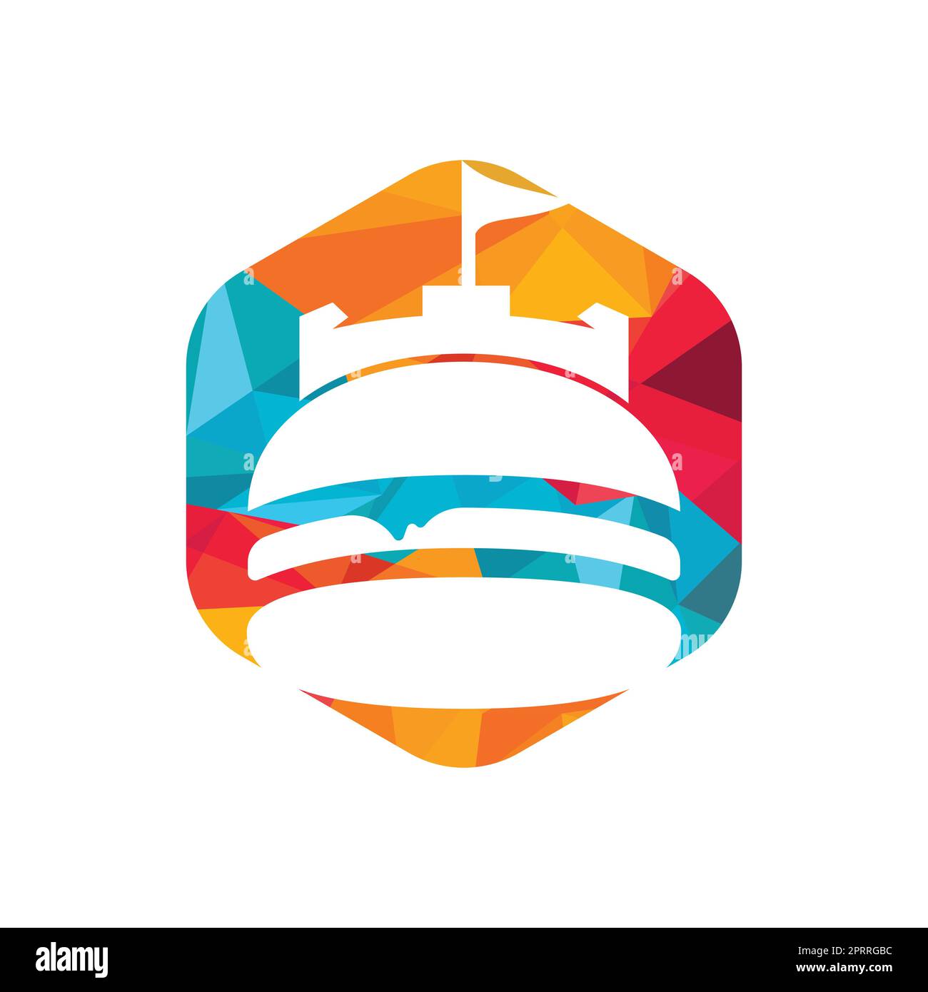 Burger Castle Vektor-Logo-Design. Fort Burgher Logo-Design. Stock Vektor