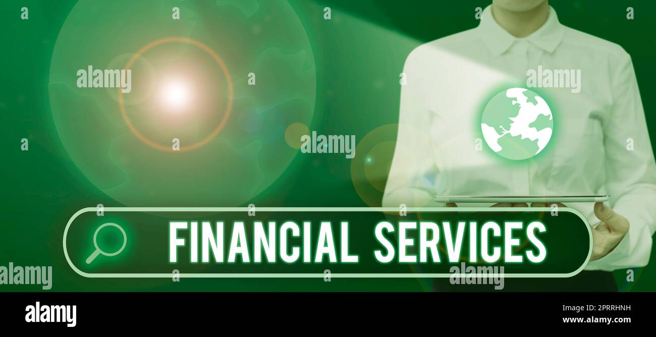 Konzepttitel FinanzdienstleistungenMoney and Investment Leasing Lending Stock Brokerages. Geschäftskonzept Geld und Investment Leasing Lending Stock Brokerage Stockfoto