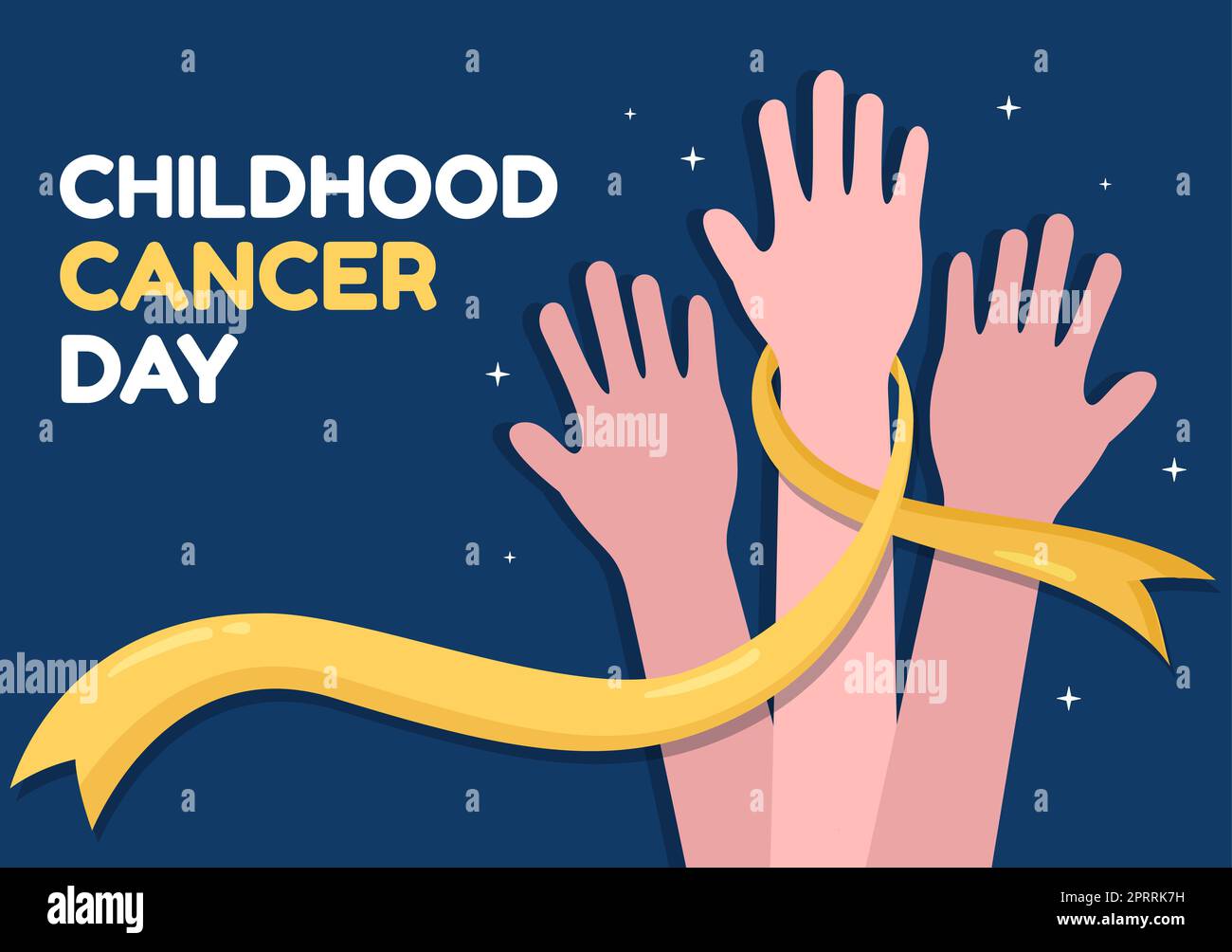 Handgezeichnetes Cartoon-Bild zum Internationalen Tag des Krebses im Kindesalter am 15. Februar zur Spendenbeschaffung, zur Förderung der Prävention und zur ausdrücklichen Unterstützung Stockfoto