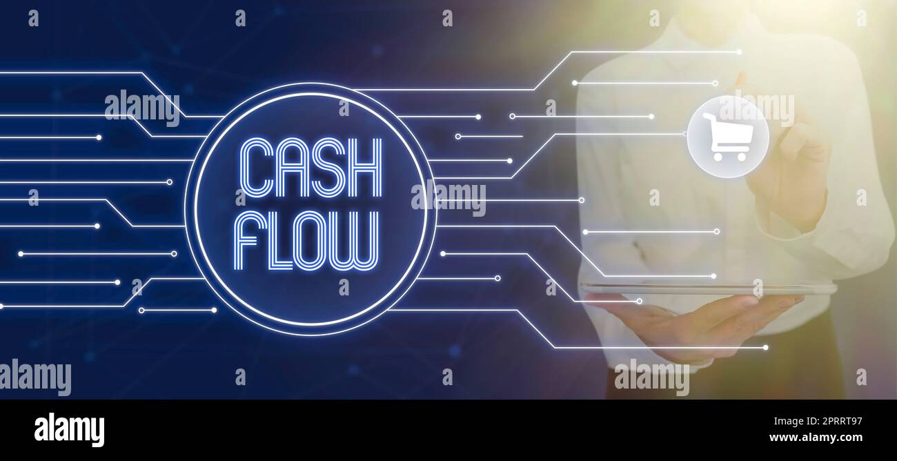 Handschriftschild Cash Flow. Internet-Konzept Bewegung des Geldes in und aus, die die Liquidität beeinflusst Stockfoto